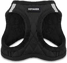 Voyager Step-in Plush Dog Harness - Soft Plush, Step in Vest Harness for Small and Medium Dogs by Best Pet Supplies - Black Plush, Small (Chest: 14.5" - 17")